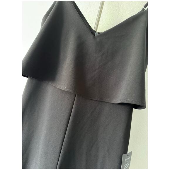 Lulus Black Wide-Leg Jumpsuit – Size L, NWT Elegant Overlay Bodice - Picture 5 of 9